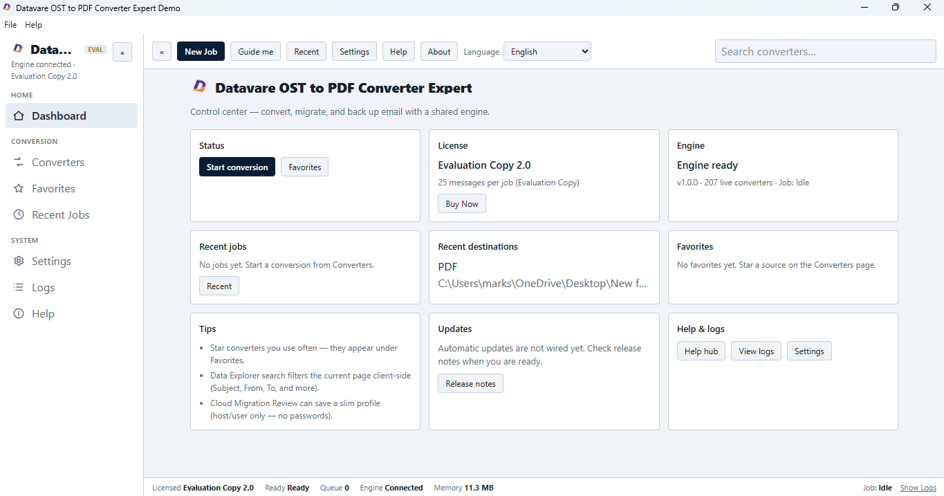 Datavare 2.0 OST to PDF Converter Expert